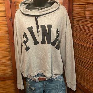 PINK gray funnel neck top Medium